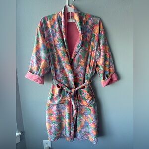 Victoria’s Secret gold label vintage pink floral print thermal lined robe OSFM